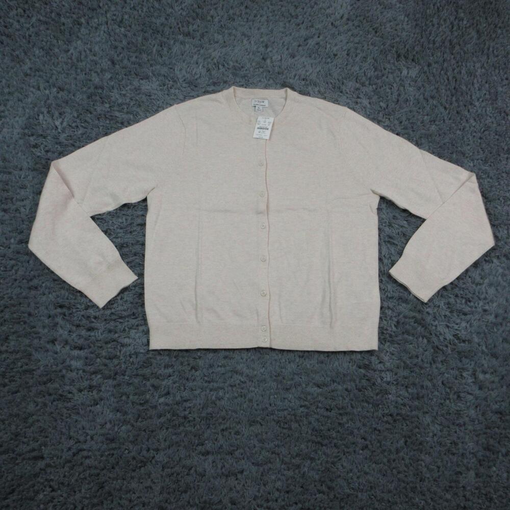 J.CREW Cardigan Sweater Womens XL Pink Collarless Pockets Lightweight Knit NWT